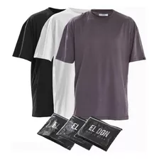 Pack X3 Remeras Basicas Blanco Negro Gris Oversize El Don