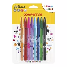 Canetas Compactor Jet Lux Com 8 Unidades Cores Vibrantes Cor Da Tinta Diversas Cor Do Exterior Transparente