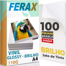100 Adesivos Vinil Branco Brilho - Impressora Jato Tinta A4