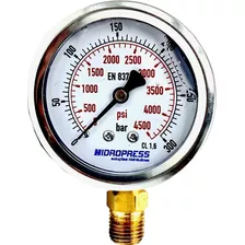 Hidropress Conexão Inferior Manometro Glicerinado De 0 A 300 Bar