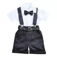 Conjunto Camisa Social Batizado Bege Infantil Menino Pagem 