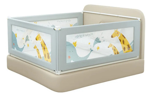 Grade Cama Bebe Desmontável Lavável Ajuste Segurança 150cm Cinza 150cm
