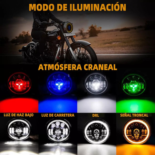 7'' Faro Led Universal Refacciones Moto Rgb Ojo De Angel Foto 5