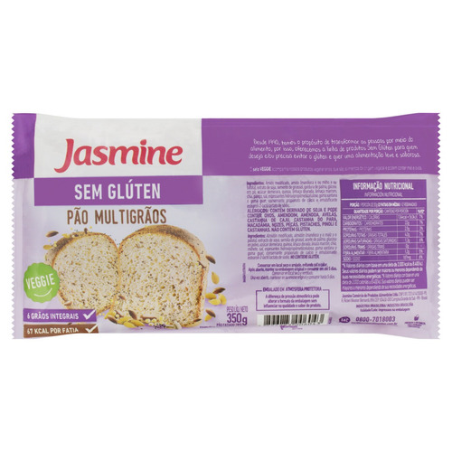 Pão De Sanduíche Multigrãos Sem Glúten Jasmine Pacote 350g