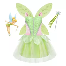 Fantasia Infantil Luxo Vestido Sininho Tinker Bell Acessorio