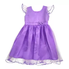 Vestido Estilo Princesa Lila Con Tul, Talles 4 Al 12