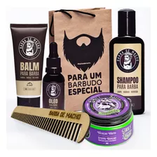 Kit Barba Lenhador Para Tratar A Barba Shampoo + Balm + Oleo