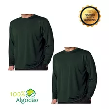 Kit 2 Blusa Manga Comprida Masculina 100% Algodão Camisa Top