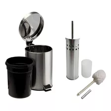 Escobilla Acero + Cesto Basura Acero Inox. 3l - Sheshu Home