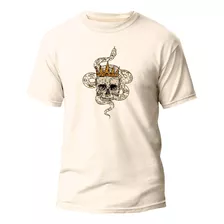 Camiseta Básica Algodão Premium Estampa Digital Coroada Skul
