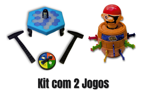 Kit Jogos Pula Macaco + Pinguim Numa Fria Jogo De Tabuleiro