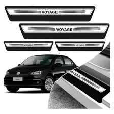 Kit 8 Peças Soleira Adesivo Porta Vw Voyage G5 2010 2011 2012 2013 G6 2014 2015 2016 2017 G7 G8 2018 2019 - Prata