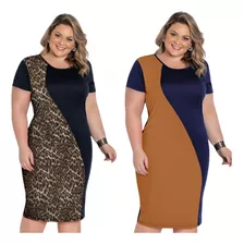 Kit 2 Vestidos Femininos Midi Plus Size Até 60 Muito Barato