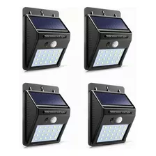 4pzs Lampara Led Solar Reflector Exterior Jardin Sensor Luz Color De La Carcasa Negro