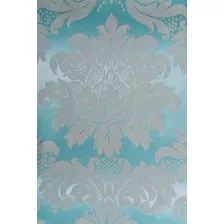 Tecido Jacquard Festas Medalhão Azul Bebê E Bege 1m X 2,8m 