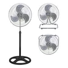 Ventilador Con Aspas De Metal 3 En 1 Oscilante Y Silencioso Estructura Negro Aspas Plateado Diámetro 18