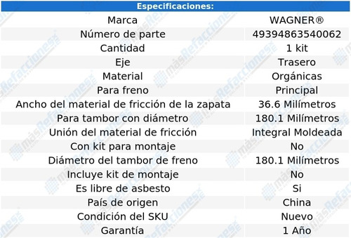 Kit De Zapatas Organicas Tra Wagner Loyale 90 Al 93 Foto 3