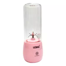 Liquidificador Portátil Lelong Le-782 450 Ml Con Usb Rosa E Jarra De Vidro