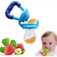 Chupeta Alimentadora De Silicone Porta Fruta Infantil Bebe Cor Azul
