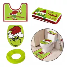 Juego De 4 Fundas Navideñas Para Asiento De Inodoro Con Dise