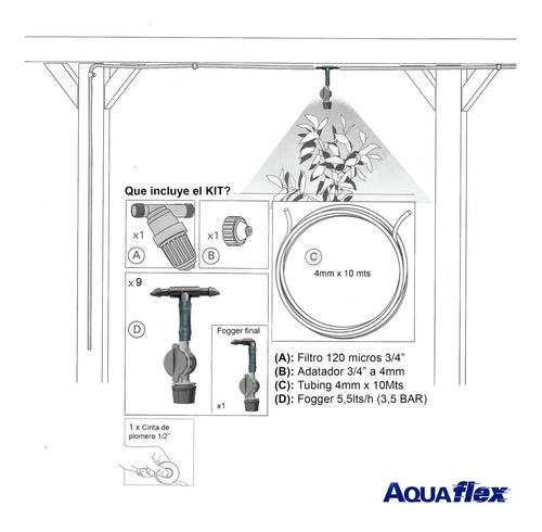 Kit Nebulizador X 5 Fogger 5,5 Litros/hora Cabinas Rivulis 