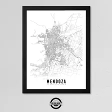 Cuadro Mapa Ciudades Mendoza Capital Deco Nordico 30x40 Mad