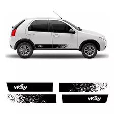 Adesivo Faixa Lateral Fiat Carro Palio Way 2015 2016 Preto