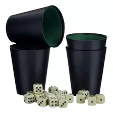 Juego De 4 Cachos Eco Cuero Negro Simplit,copa De Dados