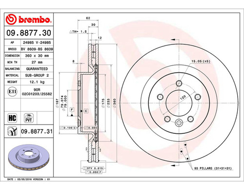 Par Discos Brembo Land Rover Range Rover Sport Hse 2011 Del Foto 2