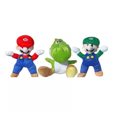  Super Mario, Luigi E Yoshi - Kit Com 3 Pelucias