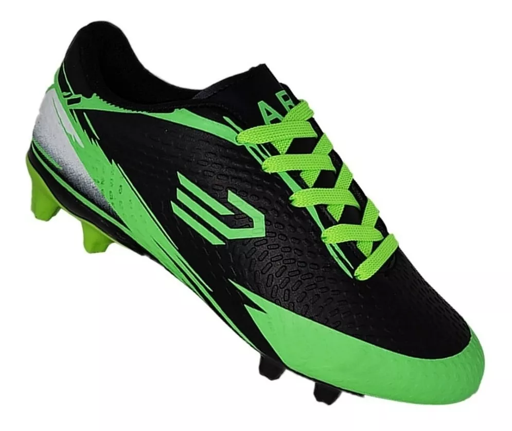 Zapatos Futbol Juvenil Full Grass Verde Y Negro 3198