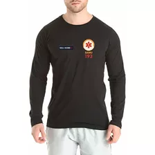 Camiseta Manga Longa Algodão Masculino Médico Samu Bordado