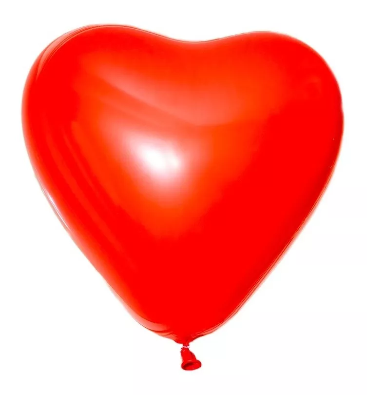Balão Bexiga Coração Namorados Vermelho 50 Unidades - Tam. 6
