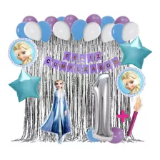 Kit Globos Frozen Vestido Decoración Cumpleaños Fiesta