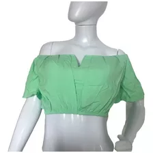 2 Cropped Top Feminino Ciganinha Blusa Decote V Com Bojo