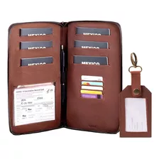 Porta Pasaporte Familiar + Tag De Maleta De Piel Para Maleta Color Shedron Yayas