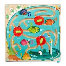 Puzzle Laberinto De Madera Con Partes Magneticas Top Bright Color Multicolor