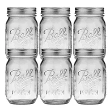 6 Pack Mason Jars Ball 16 Oz (6 Piezas) Boca Regular