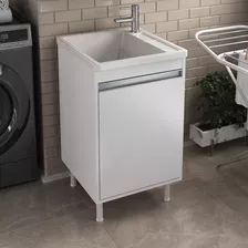 Balcão De Lavanderia 100% Mdf 1 Porta Com Tanque 30lt