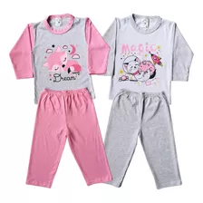 Kit C/ 2 Pijama Infantil Inverno Frio Menina Longo 201312-2