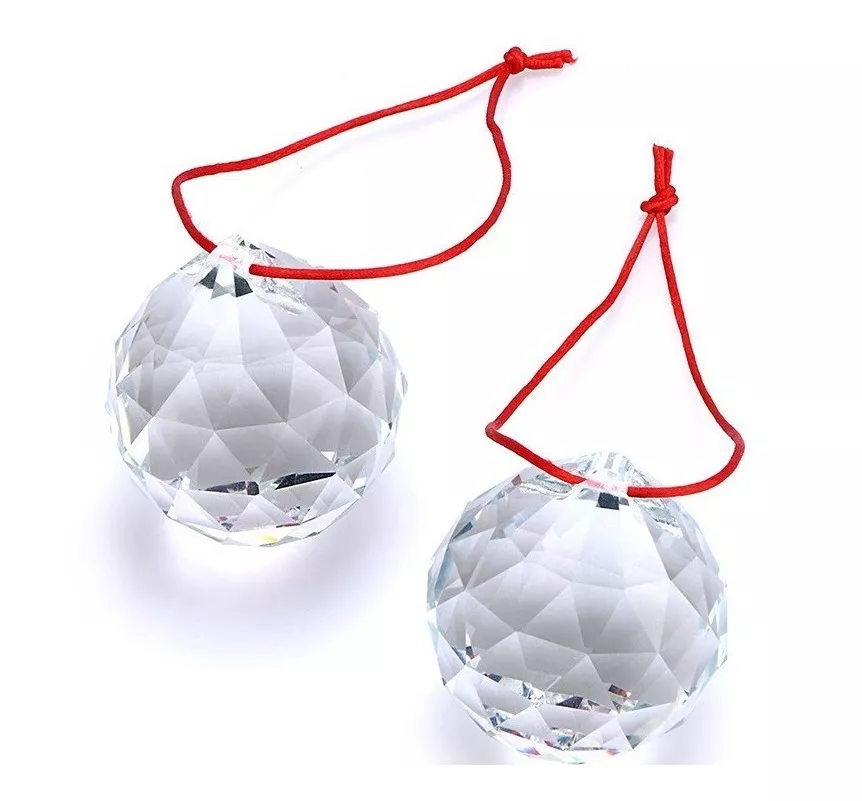 Kit Feng Shui 2 Bolas Esferas Multifacetada Cristal K9 40mm 