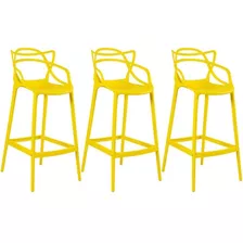 Kit - 3 X Banquetas Altas Masters Allegra Cor Amarelo