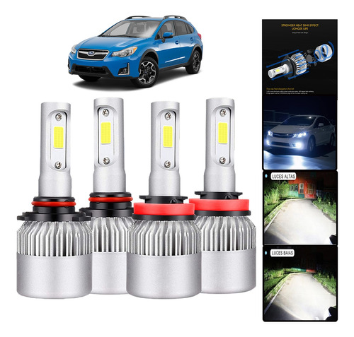 Luz Alta/baja/niebla Kit Faros Led 8000lm Para Subaru