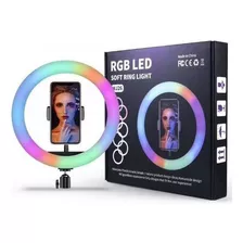 Rgb Ring Light Iluminador 10 Pol Luz Led Usb Sem Tripé