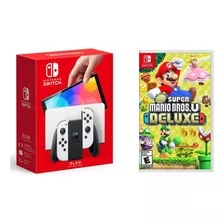 Nintendo Switch Oled 64gb New Super Mario Bros. U Deluxe Bundle Color Blanco