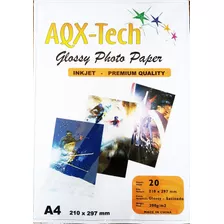 Papel Fotográfico Inkjet Glossy A4 Aqx-tech 200gr X 20 Hojas