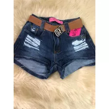 Short Jeans Feminino Com Cinto