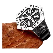 Anel Masculino Viking Bussola Runa Vegvisir Nordic Inox 316l