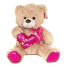 Oso De Peluche Con Corazon Grande Relleno 60 Cm Rex Color Marrón Claro