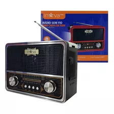 Caixa De Som Portátil Bluetooth Rádio Sem Fio Retrô Vintage Cor Preto 110v/220v